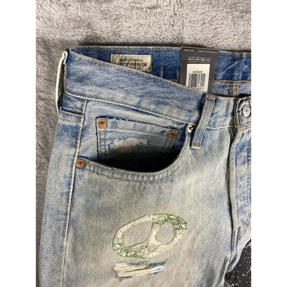 Levi’s 501 Patchwork Shorts Black Bandanna, Distress 34 - Picture 10 of 16